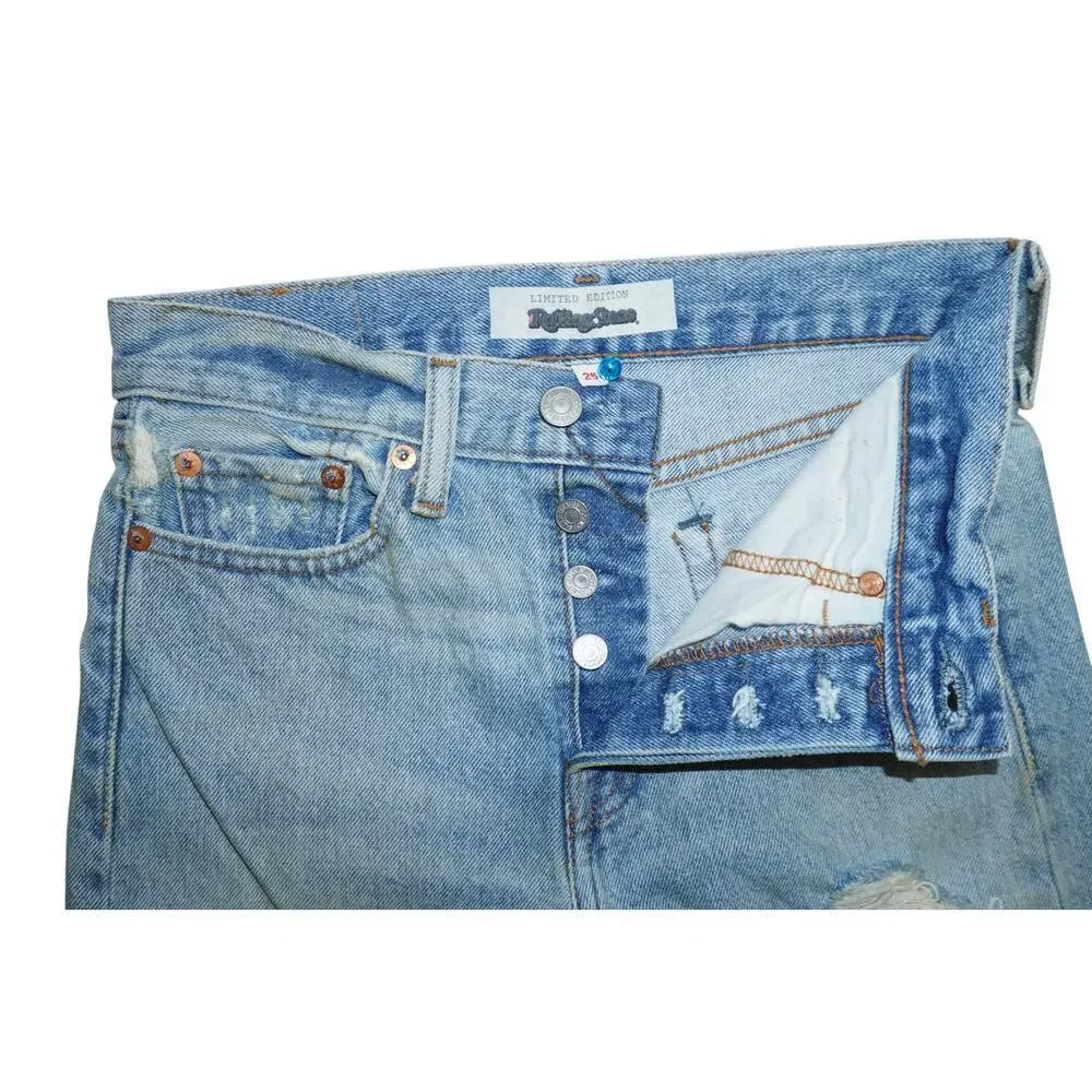 Levi’s x Rolling Stone Limited Edition Distressed 501 Jeans  Button Fly Size 25 - Picture 3 of 6